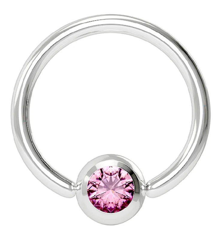 Pink Gem Stainless Steel Captive Ring