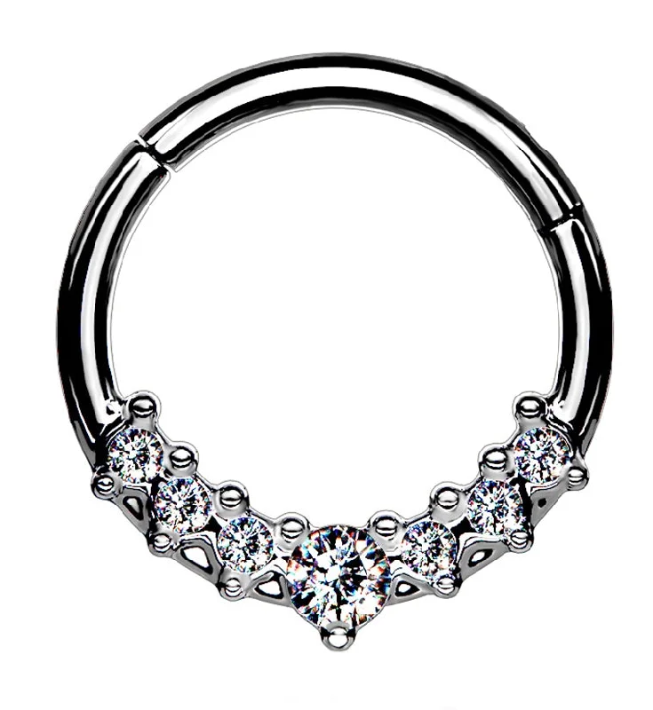 Radiant Cluster Bead CZ Hinged Segment Hoop Ring