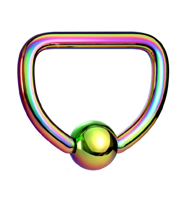 Rainbow PVD Stainless Steel Captive D Ring