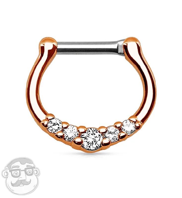 Rose Gold 5 Clear Gem Septum Clicker