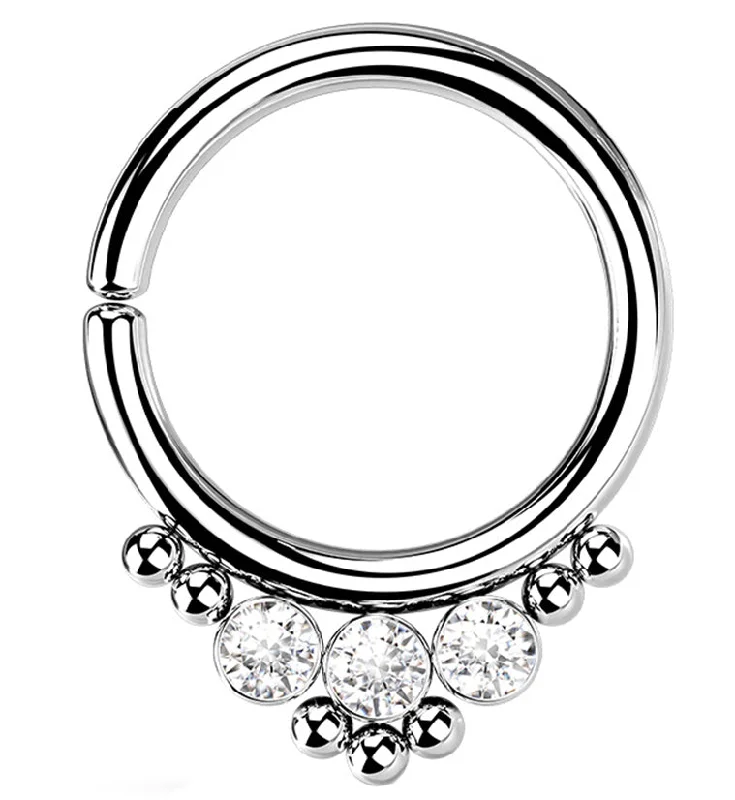 Triple CZ Annealed Seamless Hoop Ring