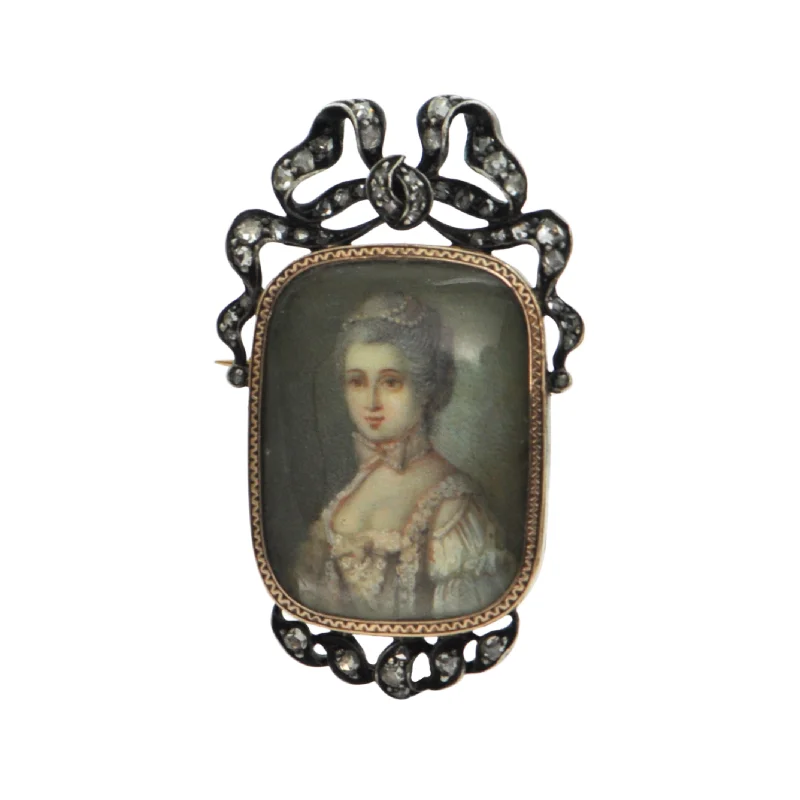 Antique Georgian Diamond-Set Portrait Miniature Brooch/Pendant