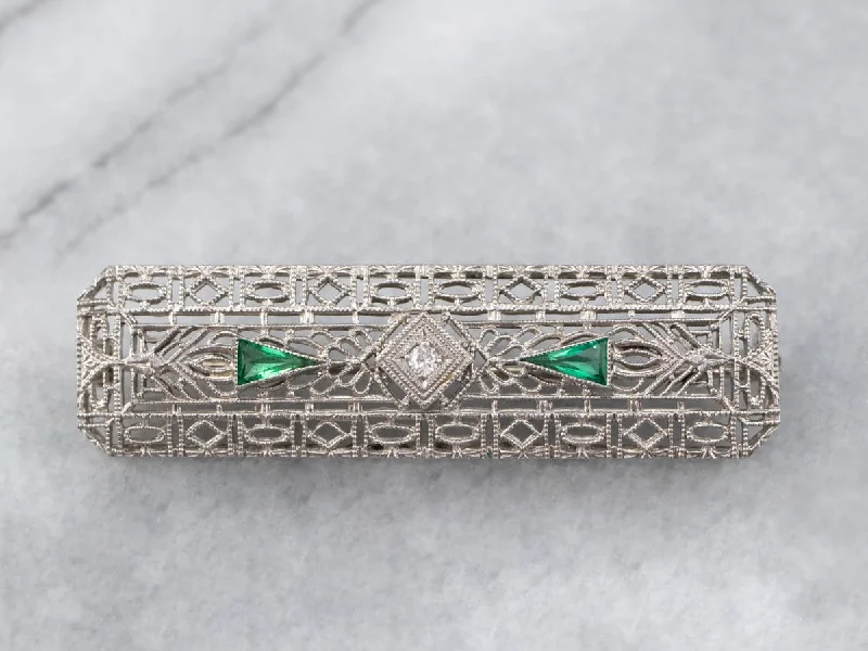 Art Deco Diamond Filigree Brooch