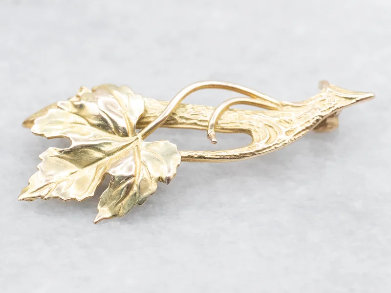 Vintage Gold Grape Leaf Brooch