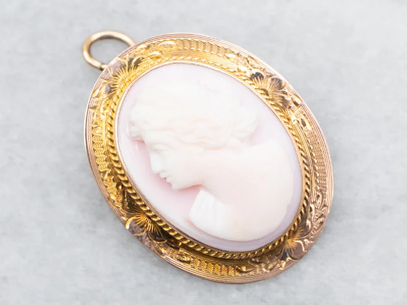 Yellow Gold Cameo Brooch or Pendant