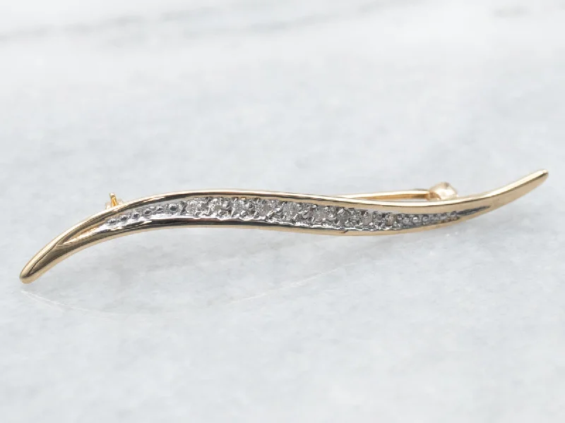 Yellow Gold Diamond Swirl Brooch