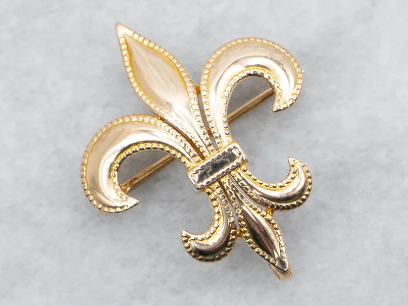 Fleur de Lis Brooch with Milgrain Edge