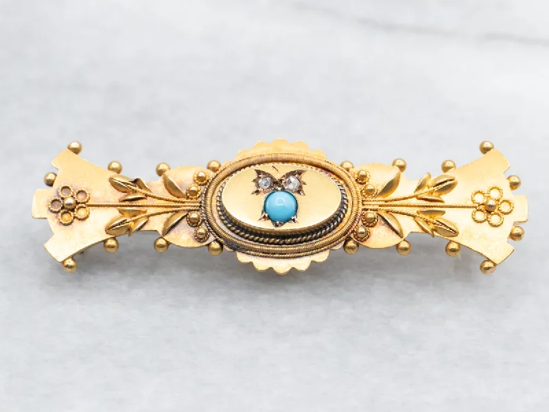 Victorian Blue Glass and Diamond Brooch