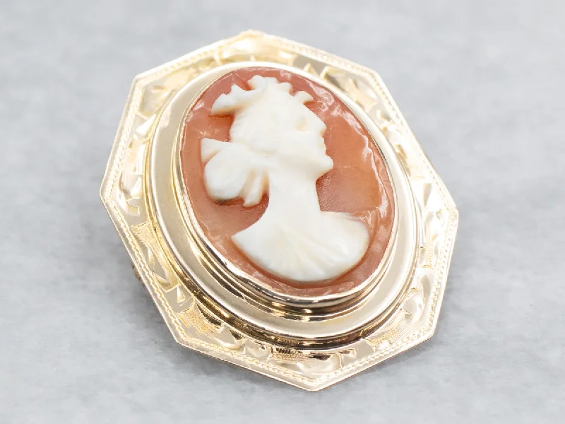 Vintage Shell Cameo Brooch or Pendant