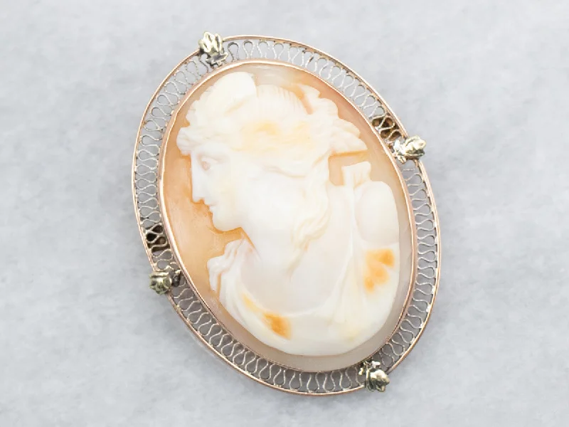 Vintage Gold Cameo Brooch